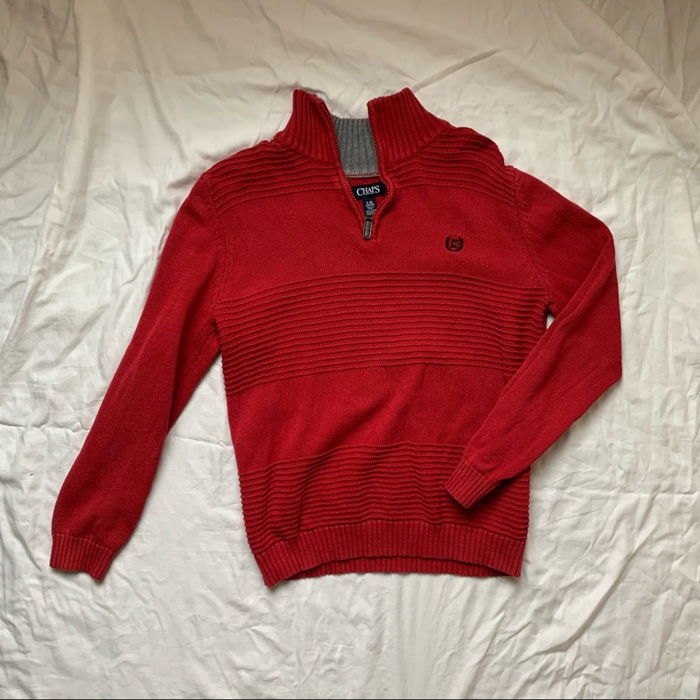 red quarter-zip pullover